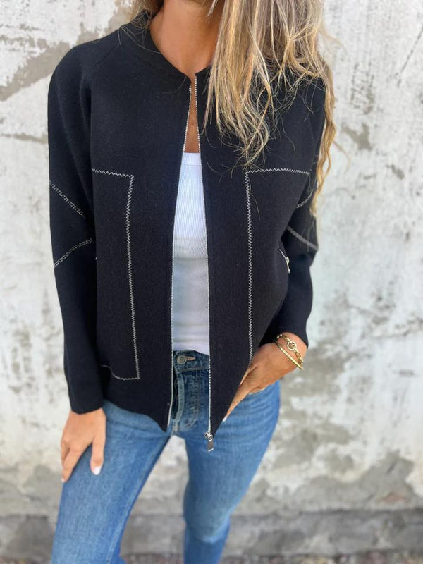 Casual Round Neck Zipper Thin Jacket (Buy 2 Free Shipping)